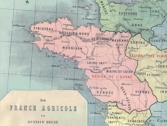 Image de la carte de l'Ouest de la France agricole en 1876